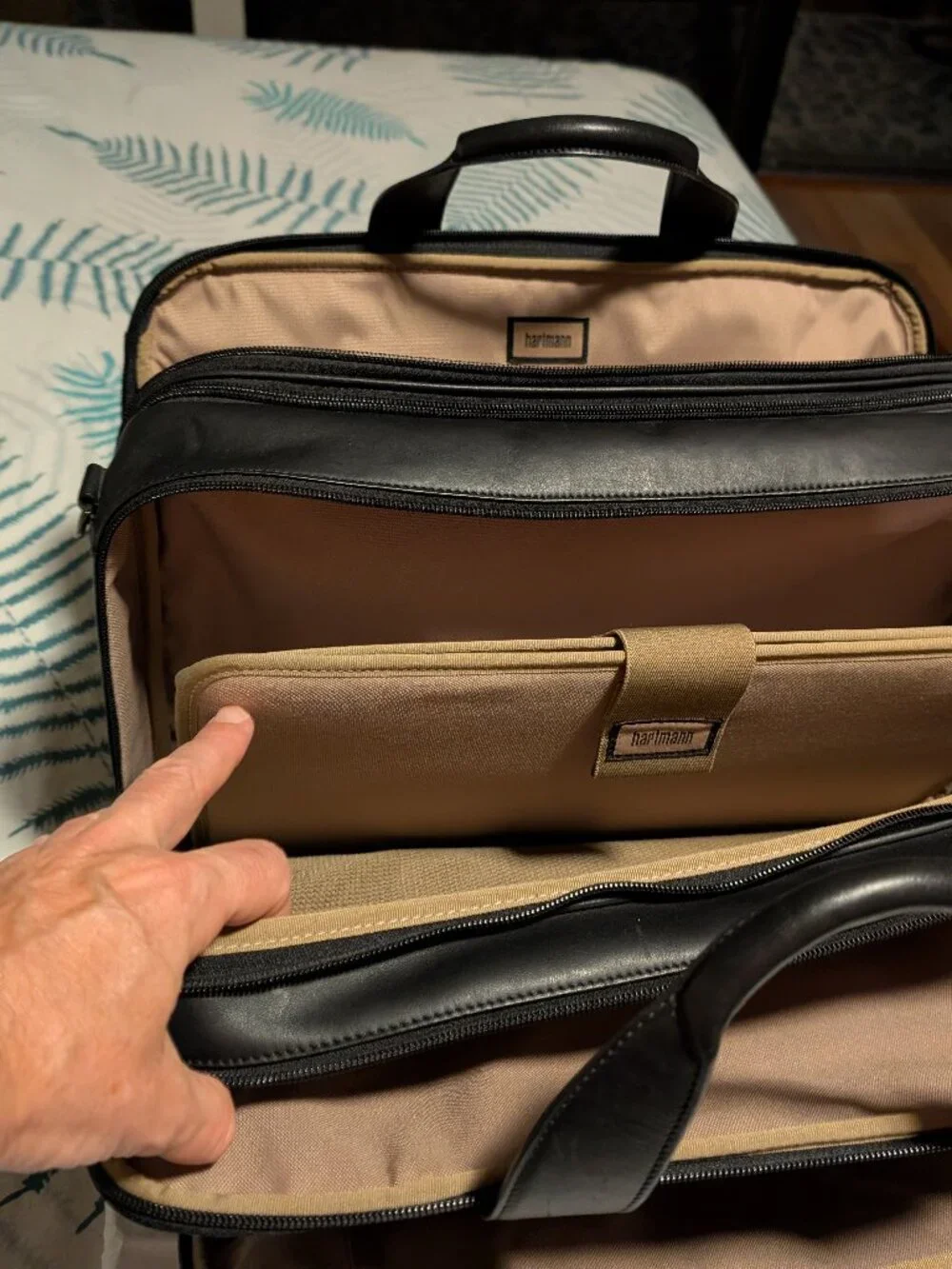 Hartmann Briefcase, Advisor Series, Black Belting Leather, Triple Compartment